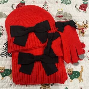 Kate Spade Red and Black Bow Winter Set